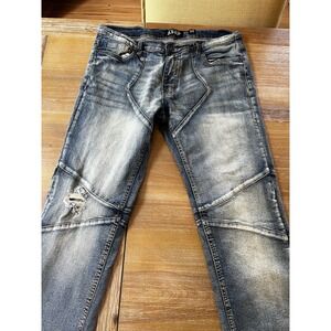 AHP Another Hype Piece Men's Size 32 X 32 Seams Distressed Worn Jeans Blue